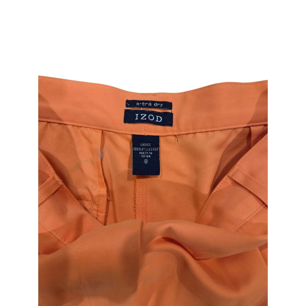 IZOD Womens Orange Pleated High Rise Walking Shorts X-Tra Dry Size 8 - Picture 4 of 4